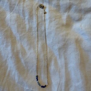 Gold Adjustable Bracelet with Blue-Toned Beads